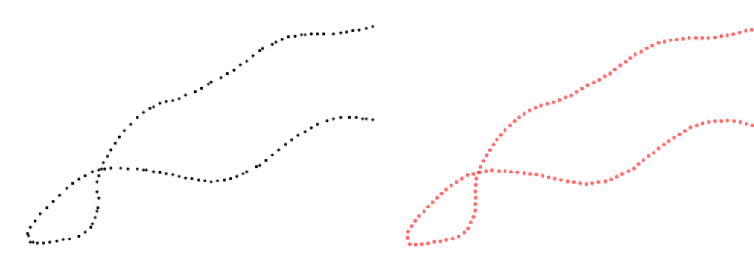 example of unevenly spaced trace coordinates